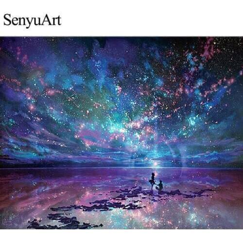 5D Diamond Painting Full Round Stars Aurora Landscape Pictrue Embroidery Art Mosaic Cross Stitch Kits Paiting Home Decorations