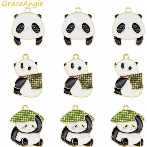 6pcs/pack Alloy Enamel Charms Animal Panda Cute Pendant jewelry making Earrings Necklace DIY Funny Child Gift Brooches Bag Dec
