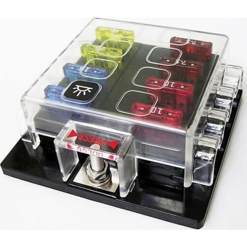 8 Way Circuit Car Fuse Box 32V DC 25A Unviersal Truck Auto Car Offroad SUV ATV electronics Led HID Light Blade Fuse Holder Block