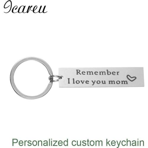 Fashion Customized Keychain Stainless Steel Keyring custom photo and letter Keychain For Mom Gift I Love you Mom