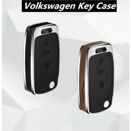 Wood/Carbon Fiber key case cover shell holder for vw Jetta Golf Bora POLO Passat For Skoda Octavia A5 Fabia SEAT Ibiza Leon