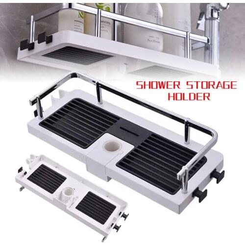 Shower Storage Holder Rack Organizer Bathroom Shelf Shampoo Tray Stand Single Tier No Drilling Shower Holder Bathroom Accessorie