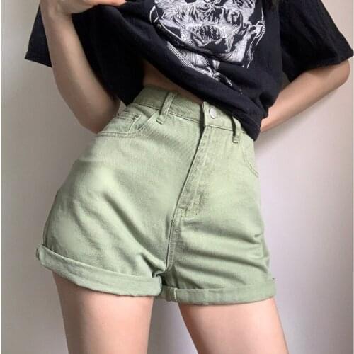 TVVOVVIN Belt High Waist Denim Shorts Looks Thin Fashion Summer Hot Sexy Korean Women Summer Boho Casual Shorts Green 9CTX