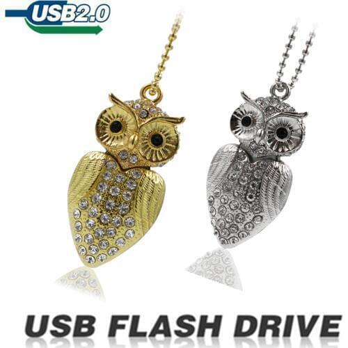 Diamond Crystal флешка Pen drive 8gb 16gb usb flash 32gb 64gb owl shape full capacity memory stick for PC special gift