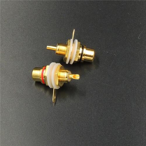 RCA Female Jack 10pcs Plated Rca Connector Gold Panel Mount Chassis Audio Socket Plug Bulkhead white cycle with nut solder cup