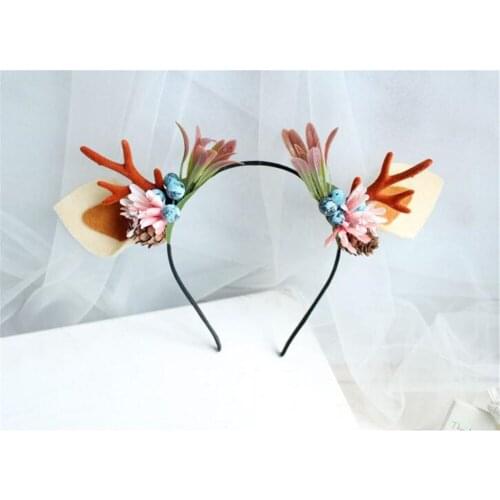 Gothic Antlers Deer Horns Flower Twig Hair Band Headband Cosplay Christmas Hairband Photo Props B1396