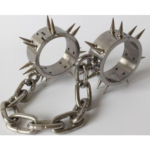 Stainless Steel Metal Chain Leg Irons Spiked Ankle Cuffs Adult Games BDSM Bondage Slave Restraints Sex Toys For Couples Fetish