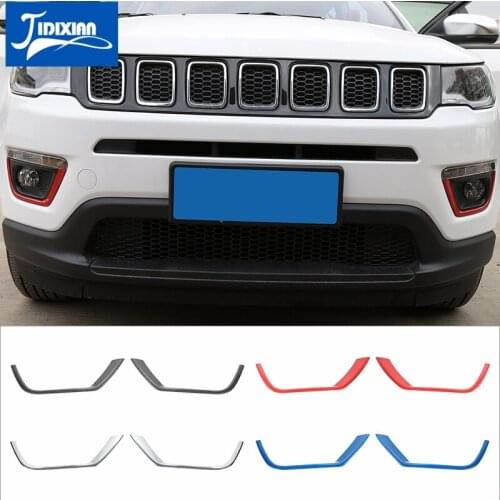 MOPAI 2Pcs ABS Front Fog Light Lamp Decoration Strip Trim Exterior Stickers For Jeep Compass 2017 Up Car Styling