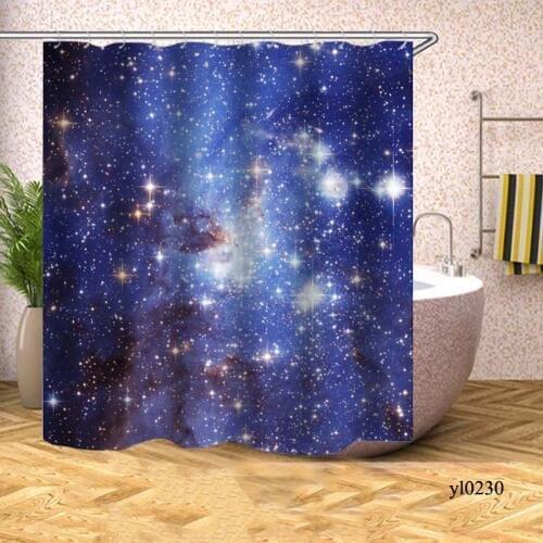 Beautiful Starry Sky Shower Curtains Purple Waterproof Bath Curtain for Bathroom Bathtub Large Wide Bathing Cover Rideau De Bain