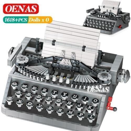 Creative Ideas MOC Retro Printer Typewriter Set Model Kit Building Blocks Educational Kids Boys Toys DIY Children Christmas Gift