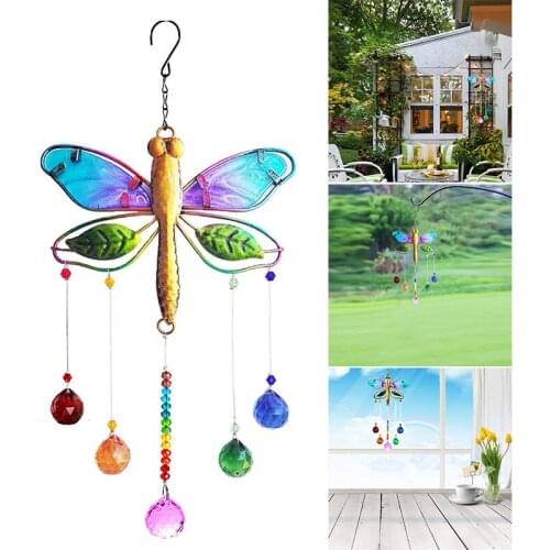 Dragonfly Pendant with Rhinestones Decor Durable Attractive Unique Design Long Lasting for Window Garden Home GQ