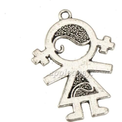 Pendants Bracelets Charms For KeychaiN Making DIY Girl Woman Female Open Metal Christmas Festival Jewelry Findings 33*24mm 20pcs