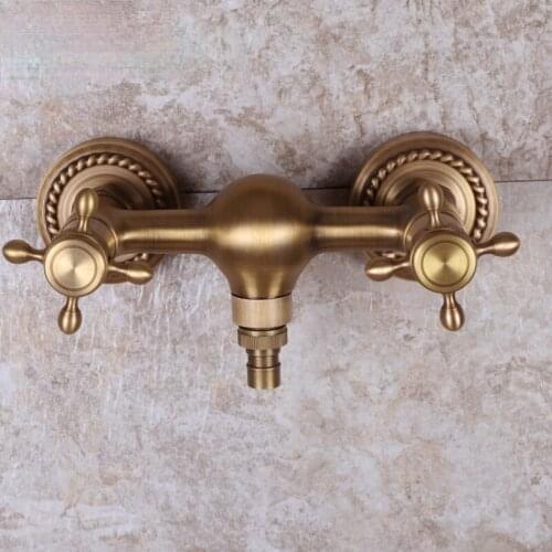 Copper Antique Washing Machine High Temperature Resistant Faucet European Hot and Cold into the Wall Pure Copper Mixing Valve
