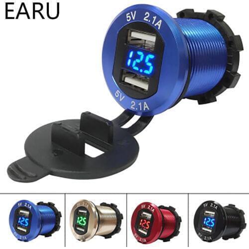 Quick charge Metal 5V 4.2A Dual usb charger Voltage Meter Voltmeter Display Car charger Suitable for cars ships and motorcycles