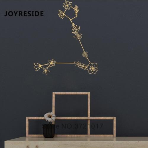 JOYRESIDE Pisces Zodiac Special Decal Wall Decor Home Livingroom Art Design Wall Stickers Astrological Sign Flower Pattern W135