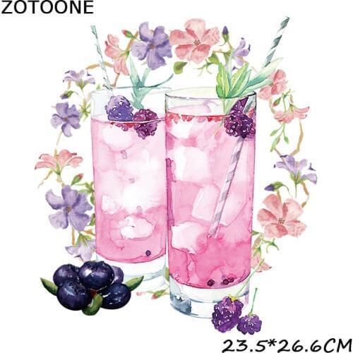ZOTOONE Beautiful Heat Transfer Flower Patch Dress Cute Cartoon Iron On Patches Fruit DIY Accessory Clothing Drink Patch Flores