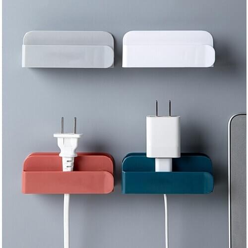 Power Cord Wall Socket Holder Racks Adhesive Mobile Phone Charging Stand Storage Rack
