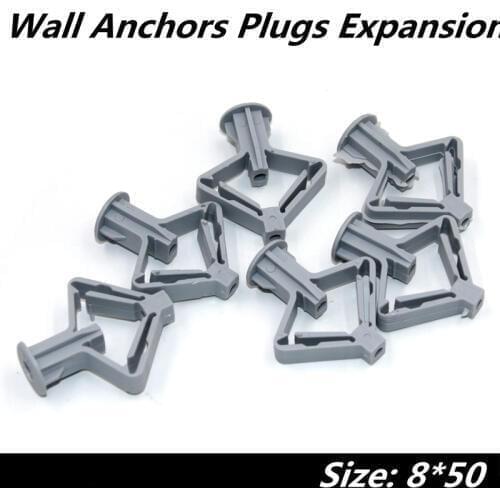 50Pcs Plug Plastic Expansion Anchor Bolt Pipe Tube Nylon Toggle Anchor With Screws Plasterboard Wall