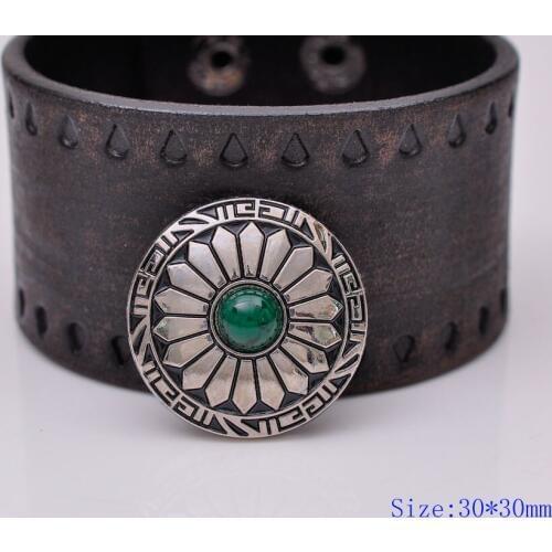 10X 30mm Sun Flower Cowboy Handmade Sewing Coat Closures Leathercraft Shank Button GREEN