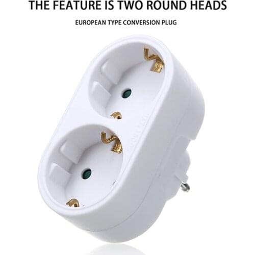 Portable AC 250V 16A 2-way Conversion Plug EU Standard Power Adapter Socket Horizontal EU Standard Power Adapter