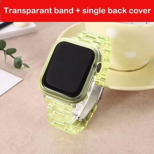 Hot sale Clear Plastic bracelet with protective case for iwatch 6 5 4 SE 44mm 40mm Strap For Apple Watch band 3 2 1 42mm 38mm
