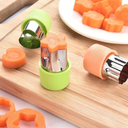 Vegetables Fruit Cutter Plastic Handle Stainless Steel Star Heart Shape Cook Tools Fruit Cutting Die 3Pcs/set Kitchen Gadgets