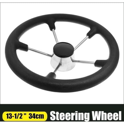 13-1/2 " Marine Stainless Steel Steering Wheel For Yacht with Black Foam Grip Boat Accessories