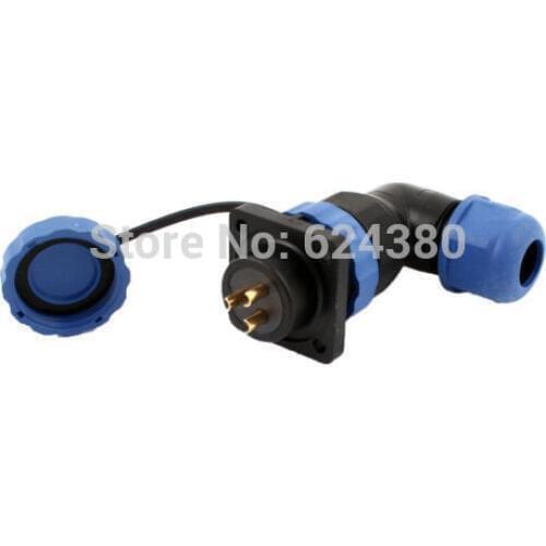 SD20 20mm 3 Pin Square Flange Dustproof Waterproof Aviation Connector Right Angle Male Female Wire Cable Socket Plug Elbow IP68