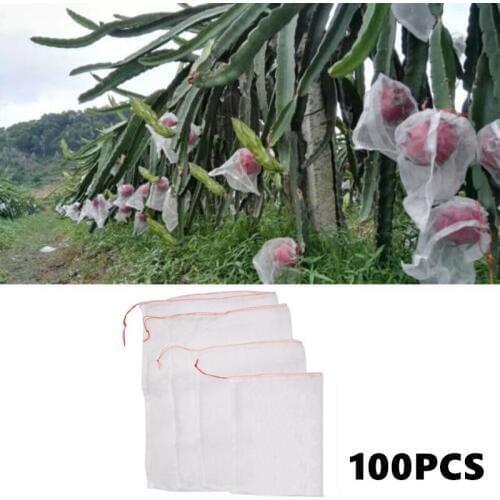 100Pcs/set Fruit Fly Protection Bags Drawstring Mesh Net Bag Pest Control Anti-Bird Mesh Bags Greenhouse Garden Netting Bags