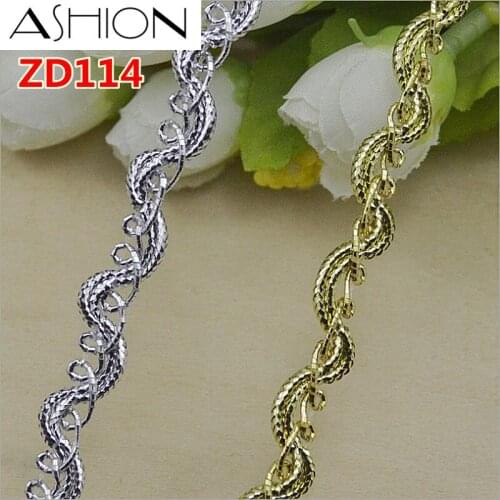 CHICKNIT width 1CM Popular gold silver thread centipede lace Accessories ribbon ZD114