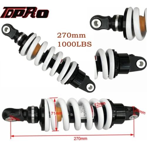 TDPRO Off-Road Moto Shock Absorber Motorcycle Spring Suspension Alloy Rear Shocks Eliminator Absorbers 1000LBS 270mm Trail Bike