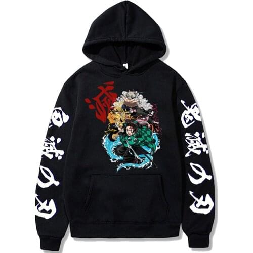 Harajuku Funny Kimetsu No Yaiba Funny Agatsuma Zenitsu Kamado Tanjiro Kamado Nezuko Hashibira Inosuke Friend Hooded Autumn Top