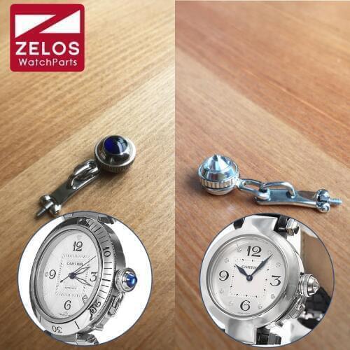 Sapphire crystal zircon screw watch crown protect guard for cartier pasha what