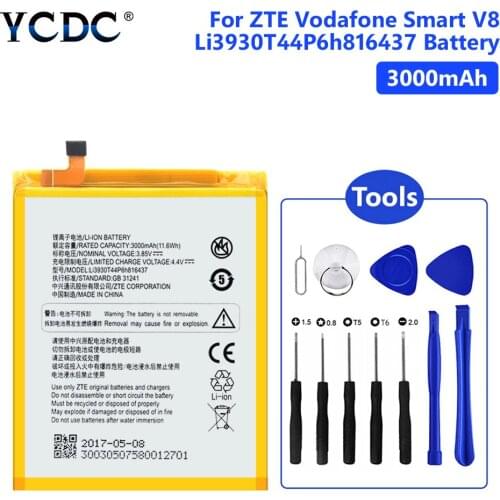 3000mAh Li3930T44P6h816437 battery replacement for ZTE Vodafone Smart V8 VFD710 VFD-710 mobile phone battery With Repair Tools