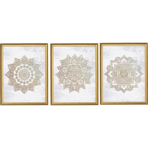 Gold Mandala Pictures for Living Room Golden Mandala Wall art Canvas Painting Yoga Prints Poster Flower Home Decor Modern Boho