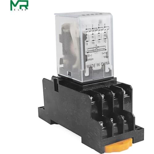 1Set High-quality MY4NJ small Electromagnetic relay ZFU 12V 24V DC 110V 220V AC Coil DPDT 8 Pin HH54P With Socket Base
