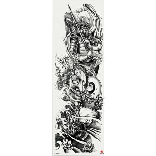 1 Piece warrior landscape battle Temporary Tattoo Sticker with Arm Body Art Big Sleeve Large Fake Tattoo Sticker