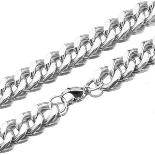 11mm7-40" Personality Heavy Stainless Steel Silver Color Cuban Curb Chain Mens Womens Biker Daily Jewelry Necklace Or Bracelet