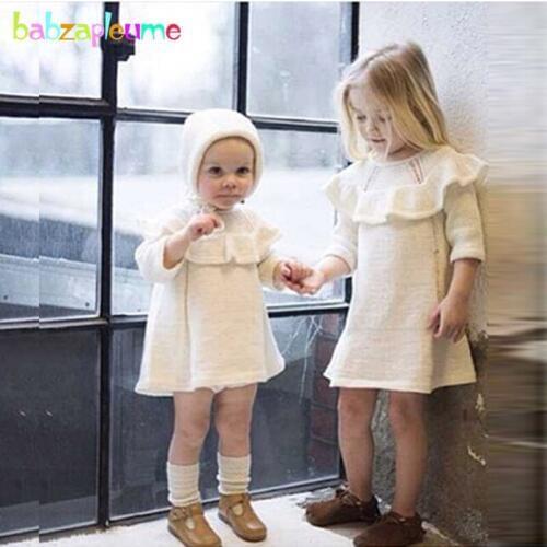 2Piece/0-5Years/Spring Autumn Baby Girls Suits Toddler Dresses+Hats Knit Infant Dress Kids Clothes Children Clothing Sets BC1072