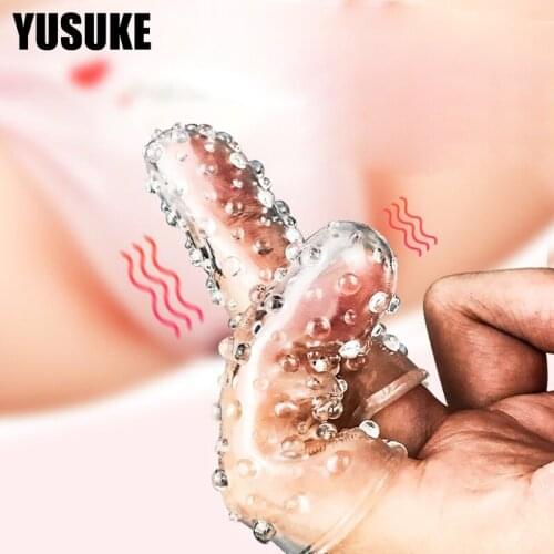 2Pcs Sex Finger Sleeves Clitoris Vibrator Sex Toys for Woman Stimulator Vagina Strapon Sex Erotic Adults Products for Couples