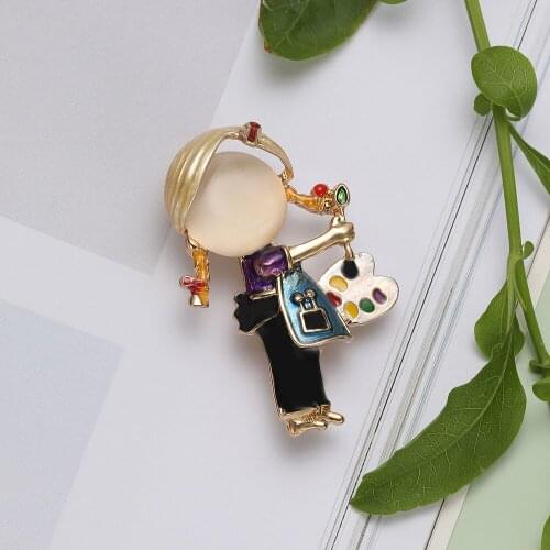 20 pcs Enamel Painting Girl Brooches For Women Cute Opal Brooch Pin Fashion Kids Jewelry Funny Small Accessories Gift Wholesale