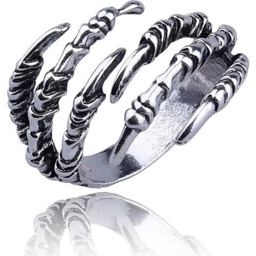 2021 Retro Punk Opening Resizable Dragon Claw Rings Hip Hop Personality Finger Jewelry Men Women Halloween Rings