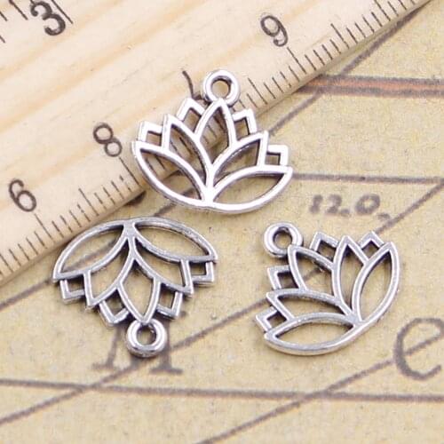 30pcs Charms Flower Crown 15x17mm Tibetan Silver Color Pendants Antique Jewelry Making DIY Handmade Craft Pendant