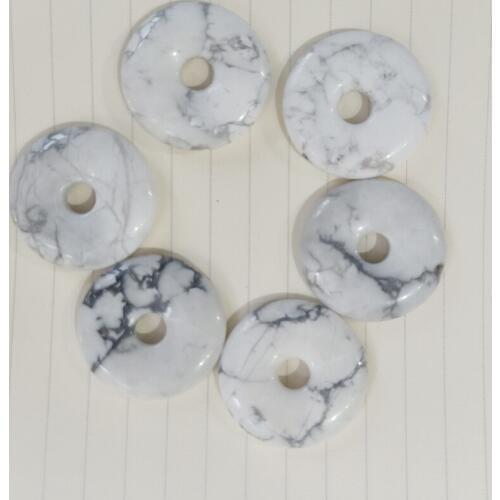 5pcs 30mm Natural White Turquoises Stone Beads Fit Necklace Making Loose Ping Buckle Doughnut Stone Beads For Jewelry Making