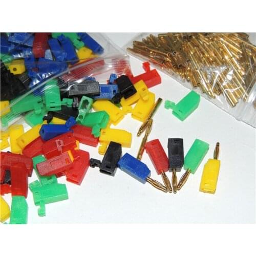 500pcs 2mm Gold Plated Banana Plug 5 Color