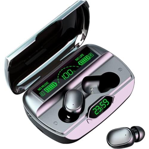 Wireless Headphones Bluetooth 5.1 Earphones TWS Headphones With Microphone Power Bank Clock LED Display Stereo Headset for Phone