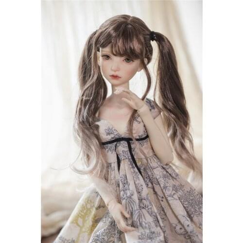 BJD doll Wigs are suitable for 1/3 1/4 size super soft silk/soft silk curly fringe double ponytail doll accessories
