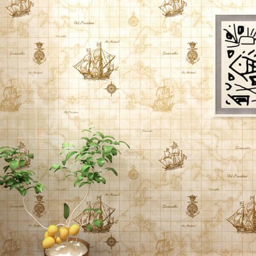 Children Blue Sailing Ship Mediterranean Room Backdrop Wallpaper For Bedroom Walls Living Room Non-woven Wallpaper Murals 3d