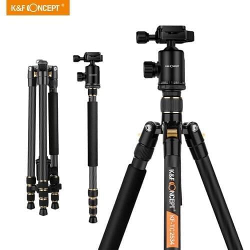 K&F CONCEPT Professional Carbon Fiber Photographic Portable Tripod to Monopod+Ball Head+Carry Bag for Canon Nikon Digital Camera