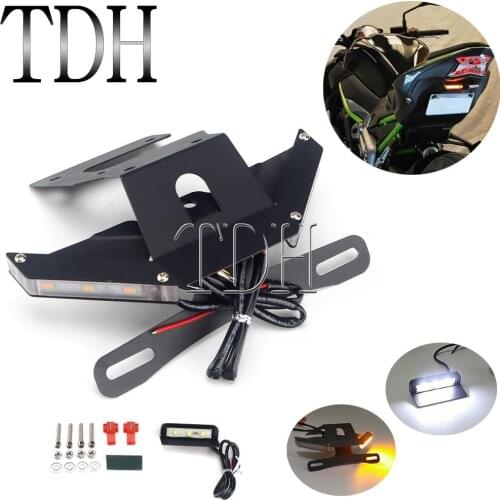 Motorcycle Rear License Plate Mount Holder Frame Integrated LED Turn Signal For Kawasaki Z900 17-21 Tail Tidy Fender Eliminator